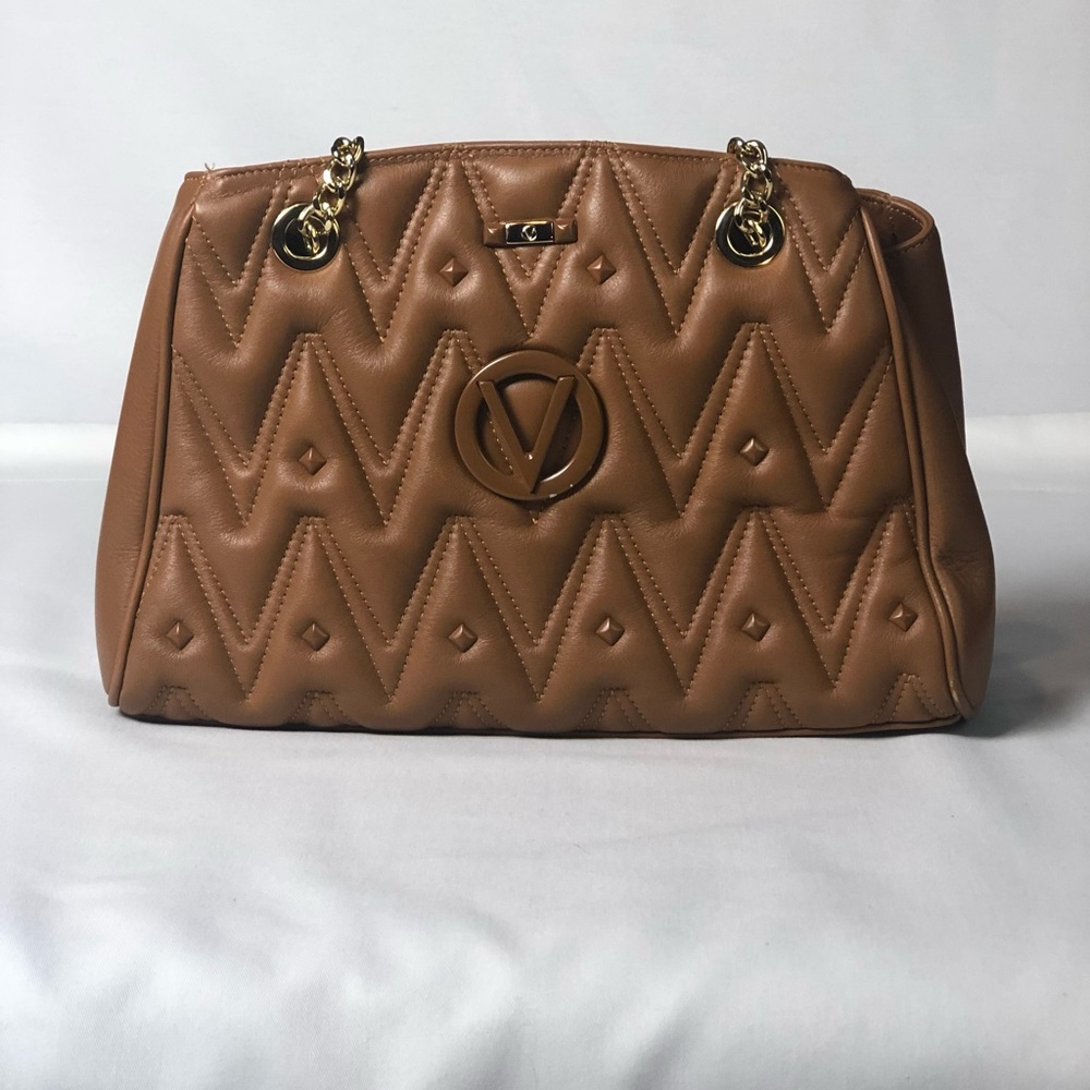 Valentino Garavani Brown Shoulder Bag with Quilted Design and Chain Strap